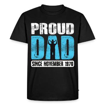 Proud Dad Since November 1970 - Men's Premium Organic T-Shirt - black - Front - Nico (187cm)