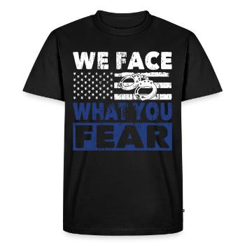 Policier Nous faisons face à ce que vous craignez Uniforme de police - T-shirt Premium bio Homme - noir - Devant - Nico (187cm)