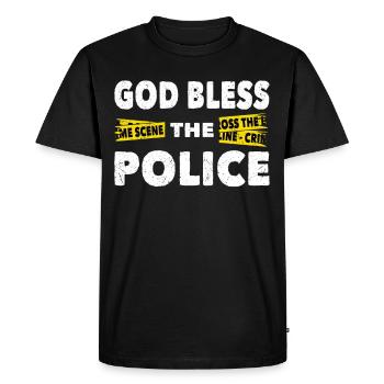 Policeman God Bless The Police Police Uniform - Men's Premium Organic T-Shirt - black - Front - Nico (187cm)