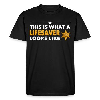 Policier Voici à quoi ressemble Lifesaver Police - T-shirt Premium bio Homme - noir - Devant - Nico (187cm)