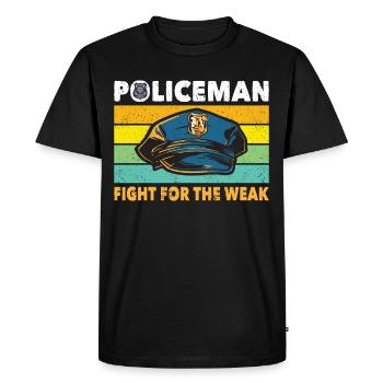 Policeman Fight For The Weak Police - Men's Premium Organic T-Shirt - black - Front - Nico (187cm)