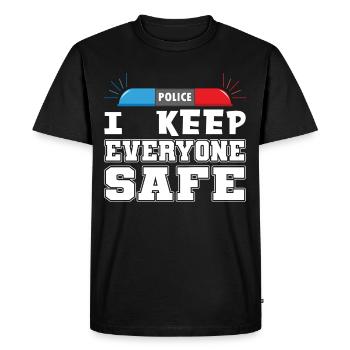 Policeman I Keep Everyone Safe Police Uniform - Men's Premium Organic T-Shirt - black - Front - Nico (187cm)