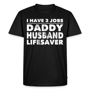 Policier 3 Emplois Papa Mari Lifesaver Police - T-shirt Premium bio Homme - noir - Devant - Nico (187cm)