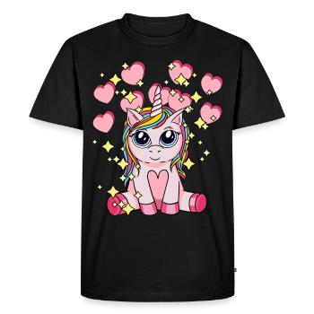 Hearty Unicorn Mythical Animal Children Stardust - Men's Premium Organic T-Shirt - black - Front - Nico (187cm)
