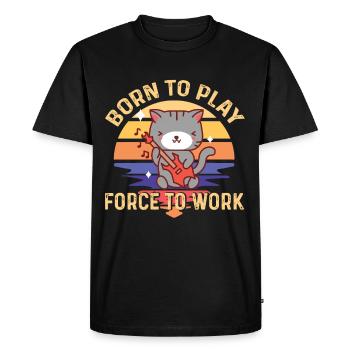 Cat Guitarist Rock Guitar Guitarist Musician Gita - Men's Premium Organic T-Shirt - black - Front - Nico (187cm)