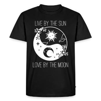 Lune Amour Soleil Soleil Phase Lune Lever du Soleil - T-shirt Premium bio Homme - noir - Devant - Nico (187cm)