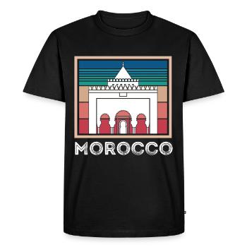 Souvenir Maroc Skyline Africa Gibraltar Marocain - T-shirt Premium bio Homme - noir - Devant - Nico (187cm)