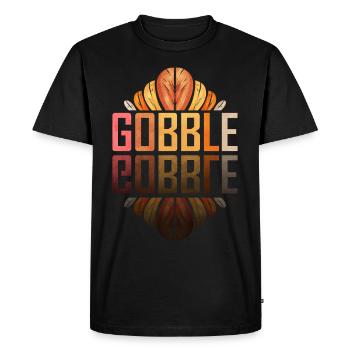 Gobble Gobble Turkey Saying Mirrored Thanksgiving - Men's Premium Organic T-Shirt - black - Front - Nico (187cm)