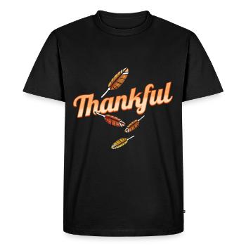 Brown Turkey Feathers Thankful Logo For - Men's Premium Organic T-Shirt - black - Front - Nico (187cm)