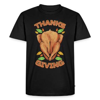 Roasted Turkey And Brown Leaves Logo For - Men's Premium Organic T-Shirt - black - Front - Nico (187cm)