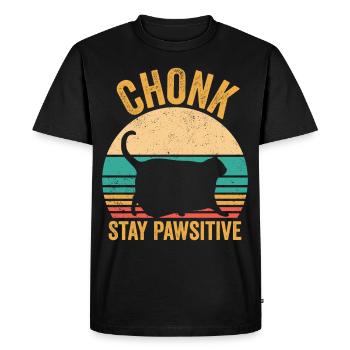 Chonk Meme Cat Chonk Stay Pawsitive - Men's Premium Organic T-Shirt - black - Front - Nico (187cm)