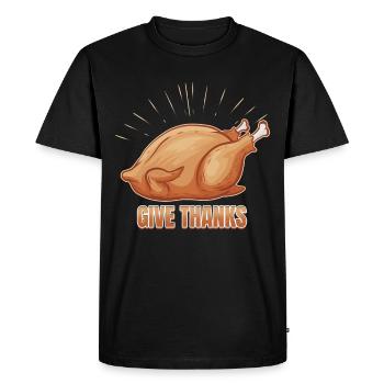 Dinde rôtie Remerciez à l’Action de grâce - T-shirt Premium bio Homme - noir - Devant - Nico (187cm)