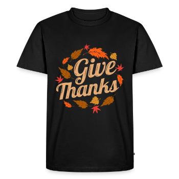 Les feuilles brunes remercient l’automne Thanksgiving - T-shirt Premium bio Homme - noir - Devant - Nico (187cm)