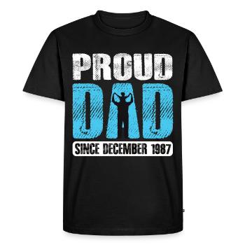Fier papa depuis décembre 1987 - T-shirt Premium bio Homme - noir - Devant - Nico (187cm)