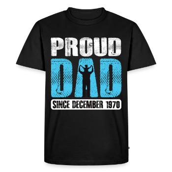 Proud Dad Since December 1970 - Men's Premium Organic T-Shirt - black - Front - Nico (187cm)