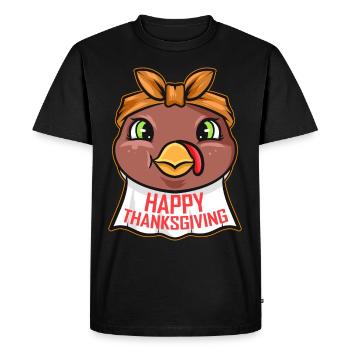 Turkey with Napkin Drool Bib Happy Thanksgiving - Men's Premium Organic T-Shirt - black - Front - Nico (187cm)