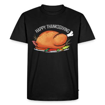 Dinde rôtie dans l’assiette Joyeux Thanksgiving - T-shirt Premium bio Homme - noir - Devant - Nico (187cm)