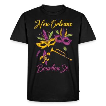 Français Bourbon souvenir du carnaval de la Nouvelle-Orléans - T-shirt Premium bio Homme - noir - Devant - Nico (187cm)
