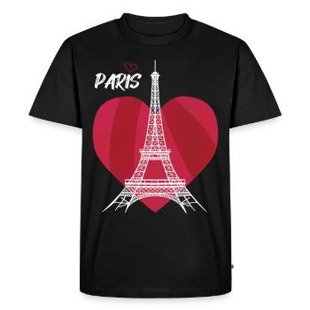 Paris Tour Eiffel avec Coeur France souvenir Fran - T-shirt Premium bio Homme - noir - Devant - Nico (187cm)