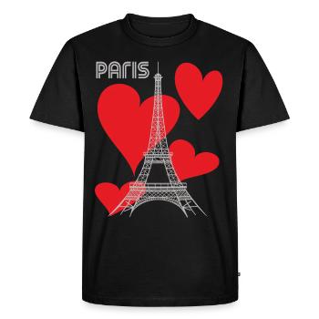 Paris Eiffel Tower in Love with Heart of France - Men's Premium Organic T-Shirt - black - Front - Nico (187cm)