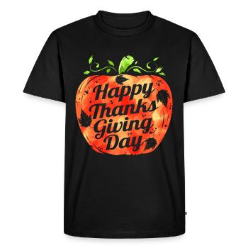 citrouille heureux grâce jour de thanksgiving - T-shirt Premium bio Homme - noir - Devant - Nico (187cm)