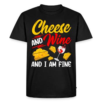 Fromage et vin et je suis un amoureux de l’amour - T-shirt Premium bio Homme - noir - Devant - Nico (187cm)