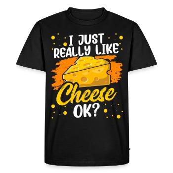 J’aime le fromage juste très amoureux amour doux - T-shirt Premium bio Homme - noir - Devant - Nico (187cm)