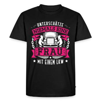 Truckerin Frauen Truck Fernfahrer LKW Fahrer für - Männer Premium Bio T-Shirt - Schwarz - Vorne - Nico (187cm)