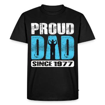 Proud Dad Since 1977 - Men's Premium Organic T-Shirt - black - Front - Nico (187cm)