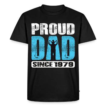 Fier papa depuis 1979 - T-shirt Premium bio Homme - noir - Devant - Nico (187cm)
