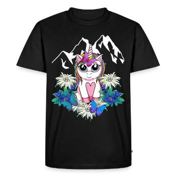 Alpes Licorne Printemps Animaux mythiques Alm Enfants - T-shirt Premium bio Homme - noir - Devant - Nico (187cm)