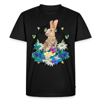 Début du printemps Lapin de Pâques Joyeuses Pâques Nature - T-shirt Premium bio Homme - noir - Devant - Nico (187cm)