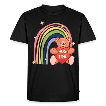 Hug Time Teddy Rainbow Cute Teddy Bear - Men's Premium Organic T-Shirt - black - Front - Nico (187cm)