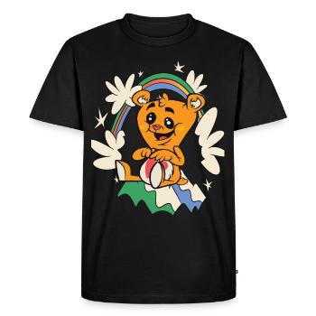 Rainbow Loved Teddy Hug Time Cute Teddy Bear - Men's Premium Organic T-Shirt - black - Front - Nico (187cm)