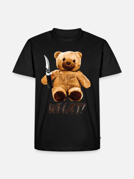 Funny teddy bear with knife what? Murderous teddy bear - Men's Premium Organic T-Shirt - black