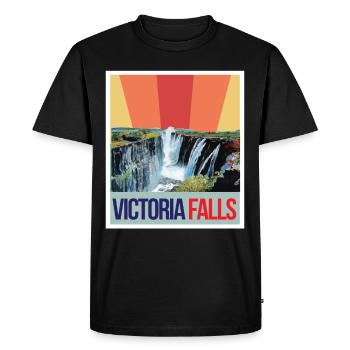 Waterfall Souvenir Africa Victoria Falls Zimbabwe - Men's Premium Organic T-Shirt - black - Front - Nico (187cm)