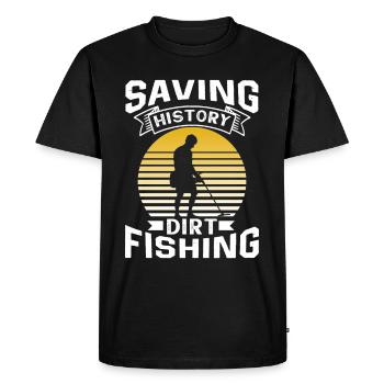 Sauvegarde de l’histoire Dirt Fishing Metal Detection - T-shirt Premium bio Homme - noir - Devant - Nico (187cm)