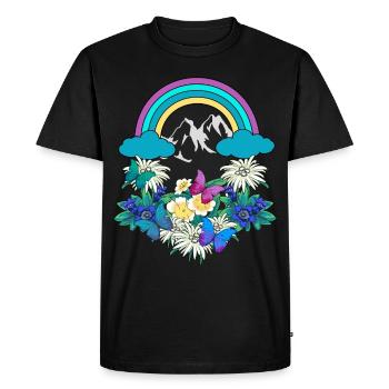 Autriche Tyrol Printemps arc-en-ciel Nature Alm - T-shirt Premium bio Homme - noir - Devant - Nico (187cm)