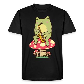 Frog Saxophone Saxophone player Saxophonist - Men's Premium Organic T-Shirt - black - Front - Nico (187cm)