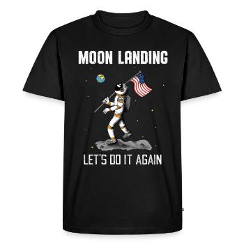 Moon Landing Repeat Astronaut Space Moon - T-shirt Premium bio Homme - noir - Devant - Nico (187cm)