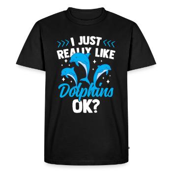 I like dolphins just very much dolphins dolphin - Men's Premium Organic T-Shirt - black - Front - Nico (187cm)