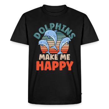 Dolphins make me happy Dolphin Dolphin - Men's Premium Organic T-Shirt - black - Front - Nico (187cm)