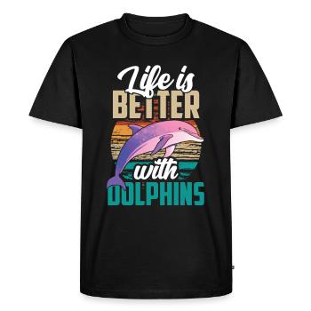 La vie est meilleure avec les dauphins Dauphins - T-shirt Premium bio Homme - noir - Devant - Nico (187cm)