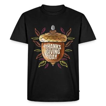 Gland d’automne Merci Jour de Thanksgiving - T-shirt Premium bio Homme - noir - Devant - Nico (187cm)