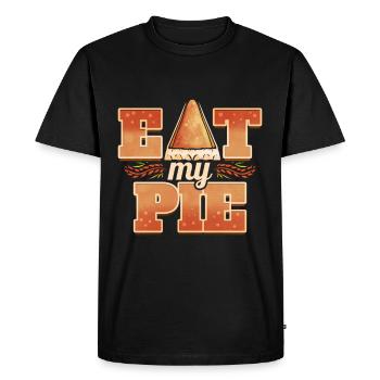 Eat My Pie Pumpkin Pie Piece Thanksgiving - Men's Premium Organic T-Shirt - black - Front - Nico (187cm)