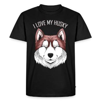 Dog Lover - I Love My Husky - Men's Premium Organic T-Shirt - black - Front - Nico (187cm)