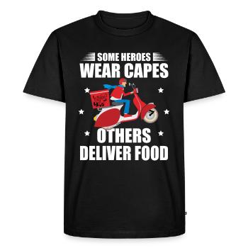 Some heroes wear capes, others deliver - Men's Premium Organic T-Shirt - black - Front - Nico (187cm)