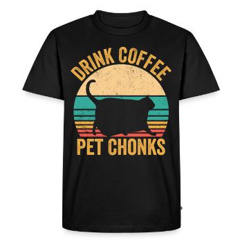 Chonk Meme Cat Drink Coffee Pet Chonks - Men's Premium Organic T-Shirt - black - Front - Nico (187cm)