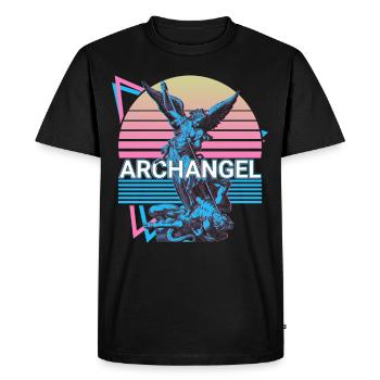 Archange Michel Saint Michel Rétro - T-shirt Premium bio Homme - noir - Devant - Nico (187cm)