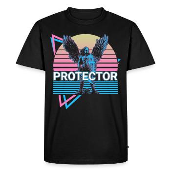 Protector Archangel Michael Retro - Men's Premium Organic T-Shirt - black - Front - Nico (187cm)
